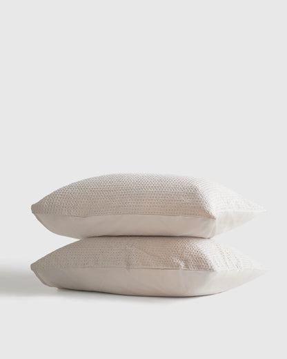 Organic Luxe Honeycomb Sham Set - Standard / Mineral