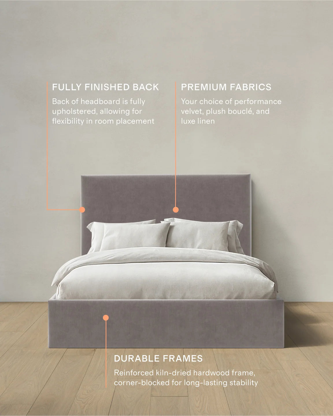 Square Bed in Performance Velvet - Full / Butterscotch