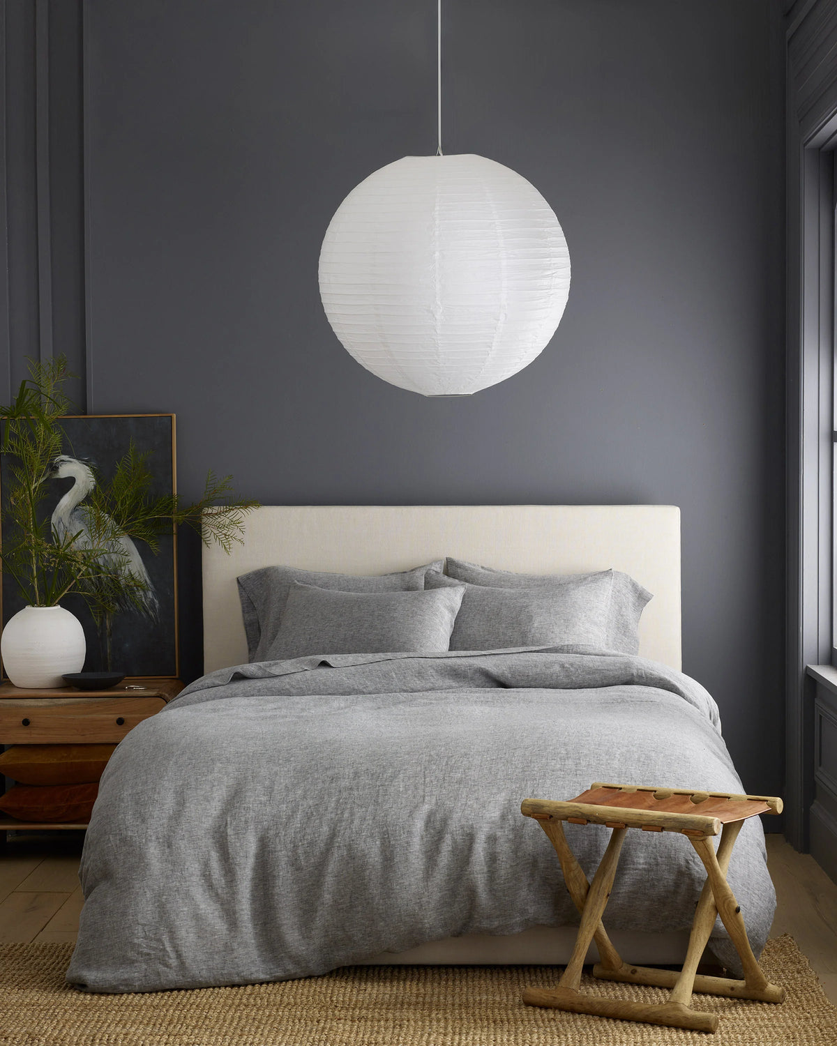 European Linen Chambray Deluxe Bedding Bundle - Twin / Charcoal