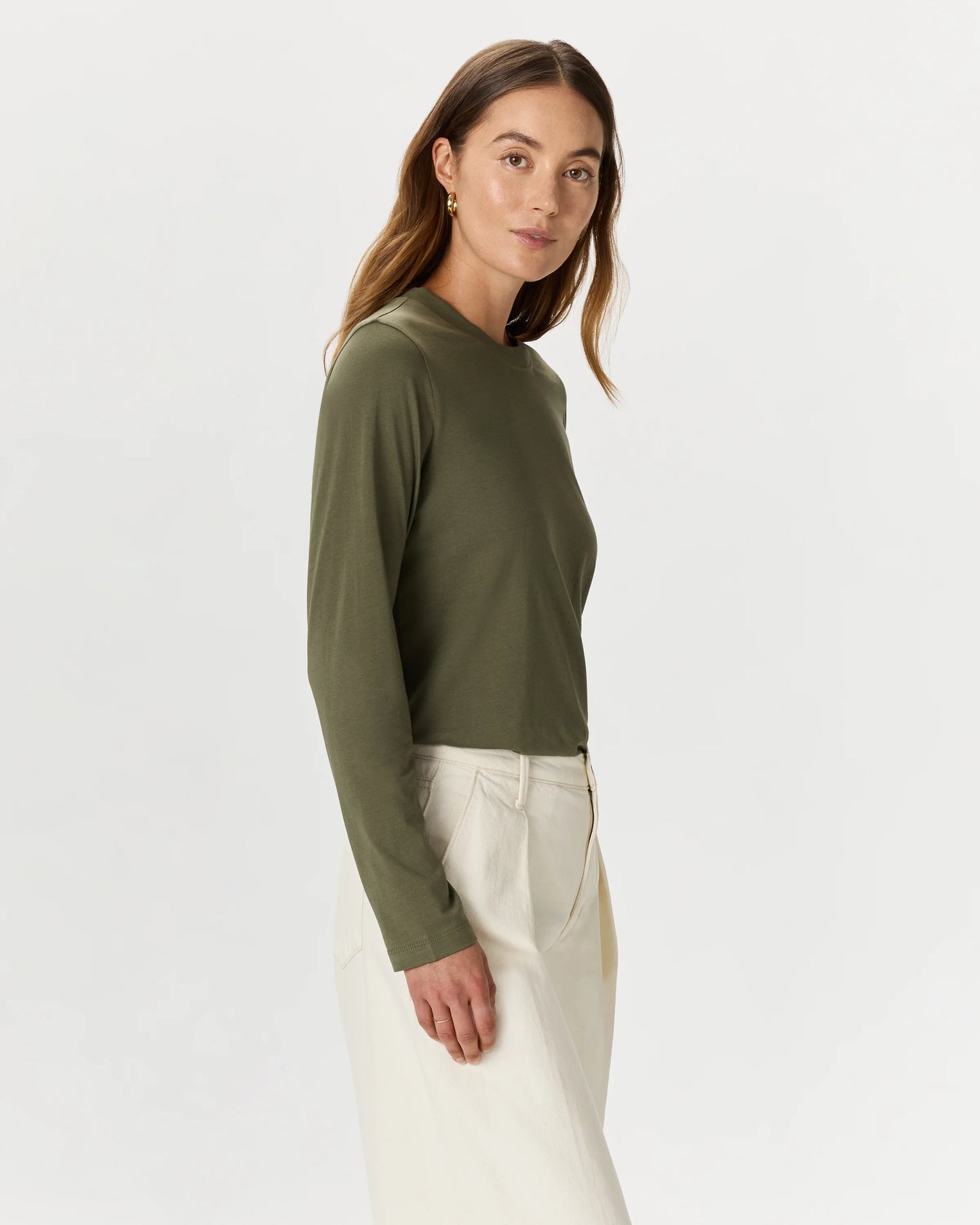 Cotton Modal Relaxed Long Sleeve Tee - XS / Black