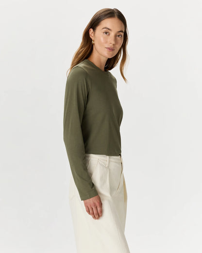 Cotton Modal Relaxed Long Sleeve Tee - XS / Black