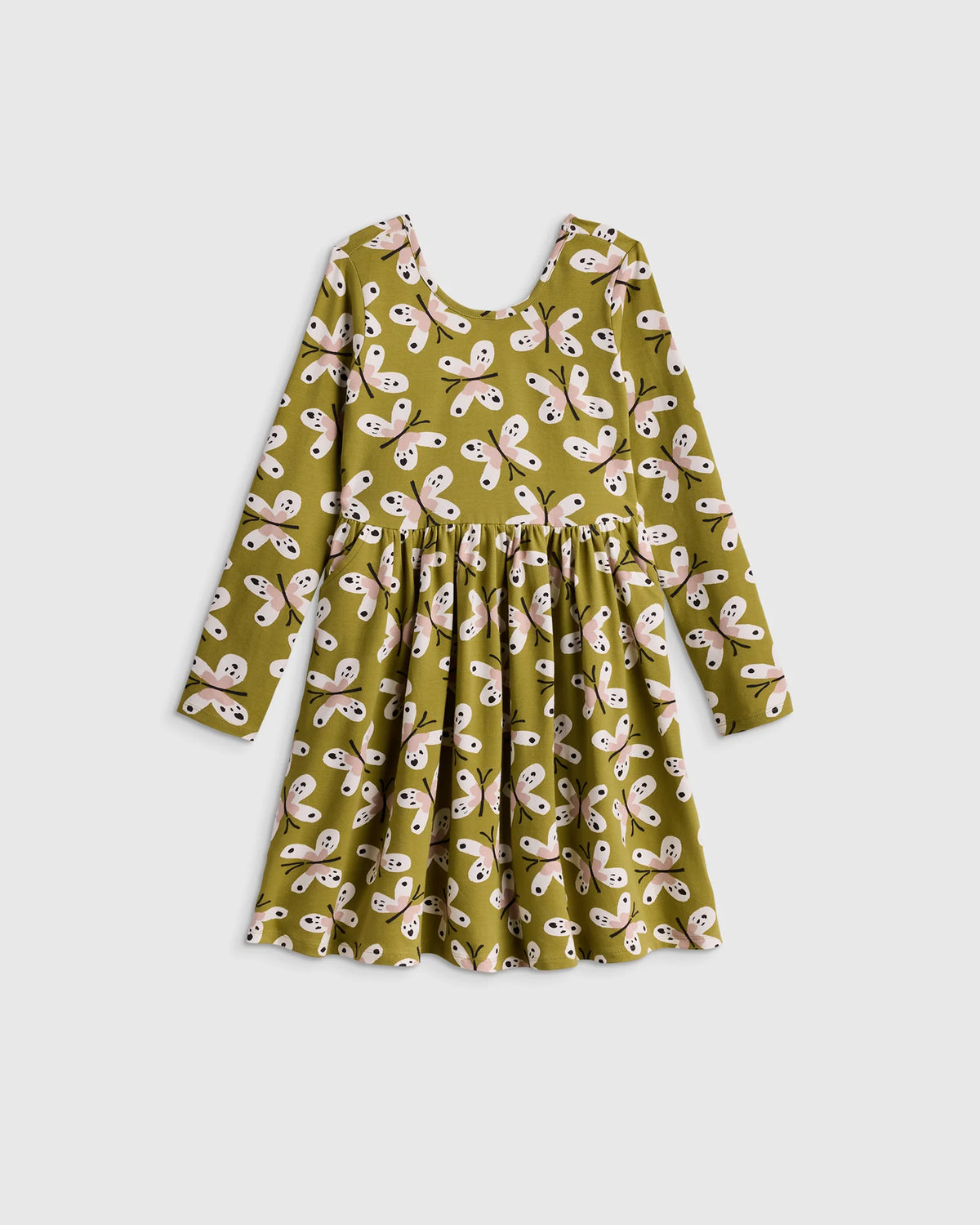 Organic Cotton Long Sleeve Skater Dress - 2T / Red Poppy Garden