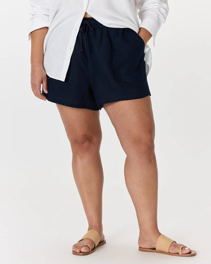 100% European Linen Shorts - 1X / Classic Mini Gingham