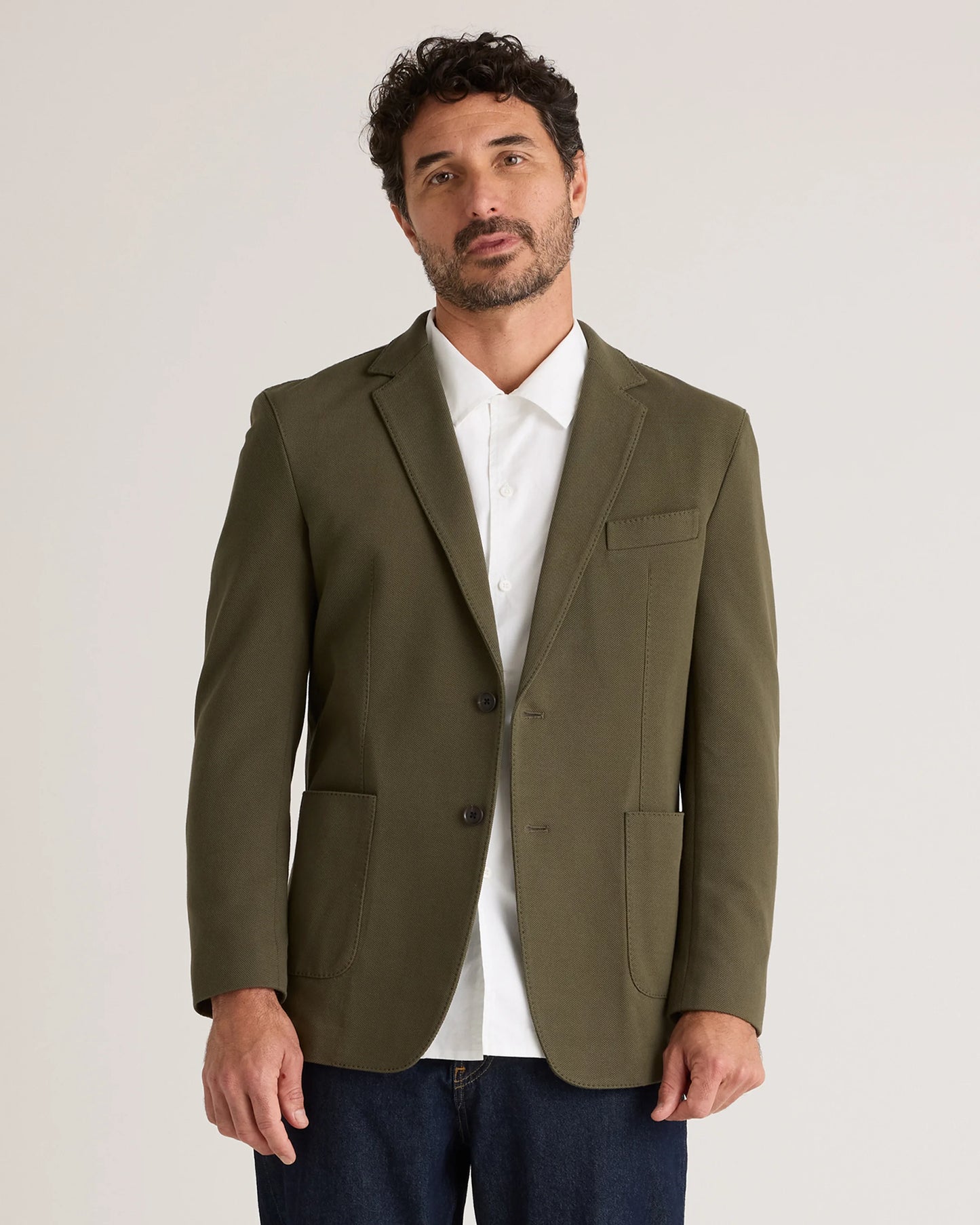 Cotton Pique Knit Blazer - XS / Heather Charcoal