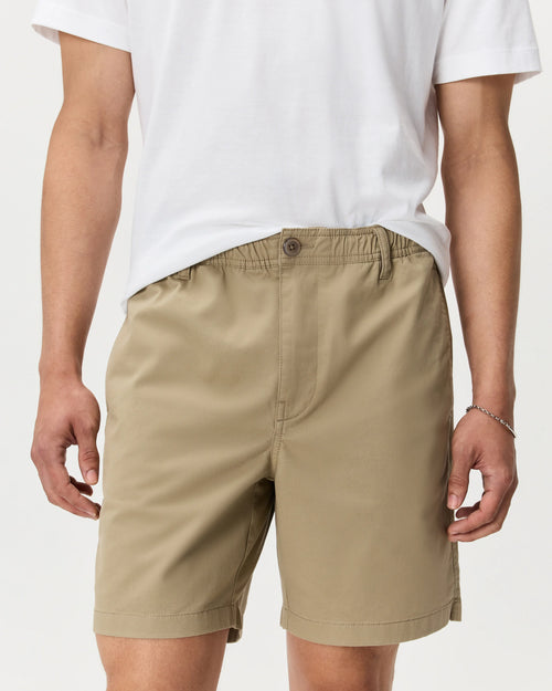 Organic Stretch Cotton Pull On Chino Shorts - 7" - XS / Sand Dune