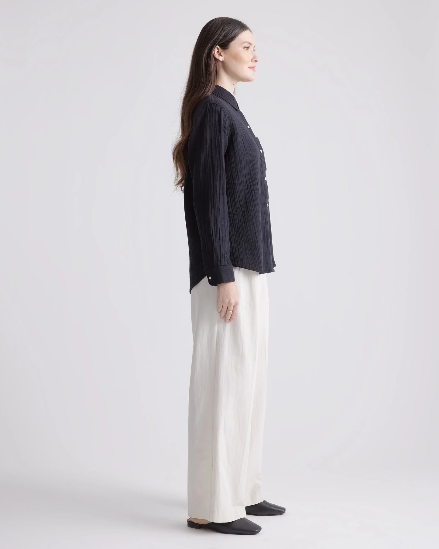 100% Organic Cotton Gauze Long Sleeve Shirt - XS / Khaki Gingham