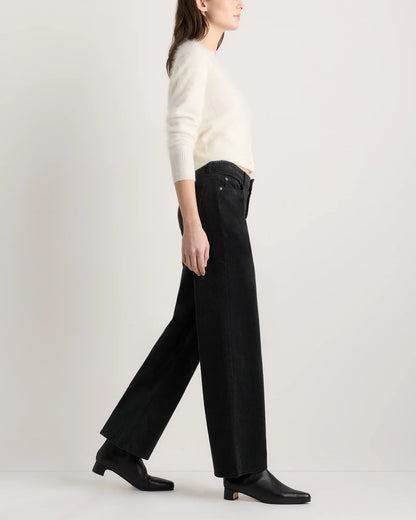 Organic Stretch Corduroy Wide Leg Pants - 0 / Black