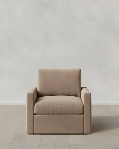 Brennan Swivel Chair in Performance Velvet - 32" / Rust