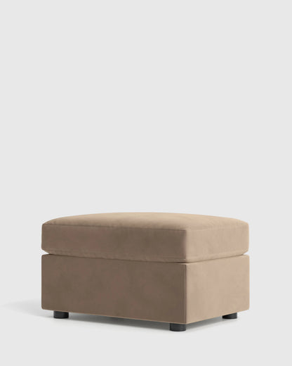 Brennan Ottoman in Performance Velvet - One Size / Taupe