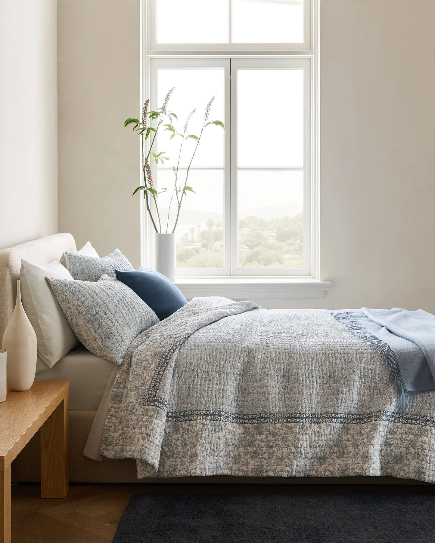 Organic Cotton Block Print Quilt Set - Twin / Green