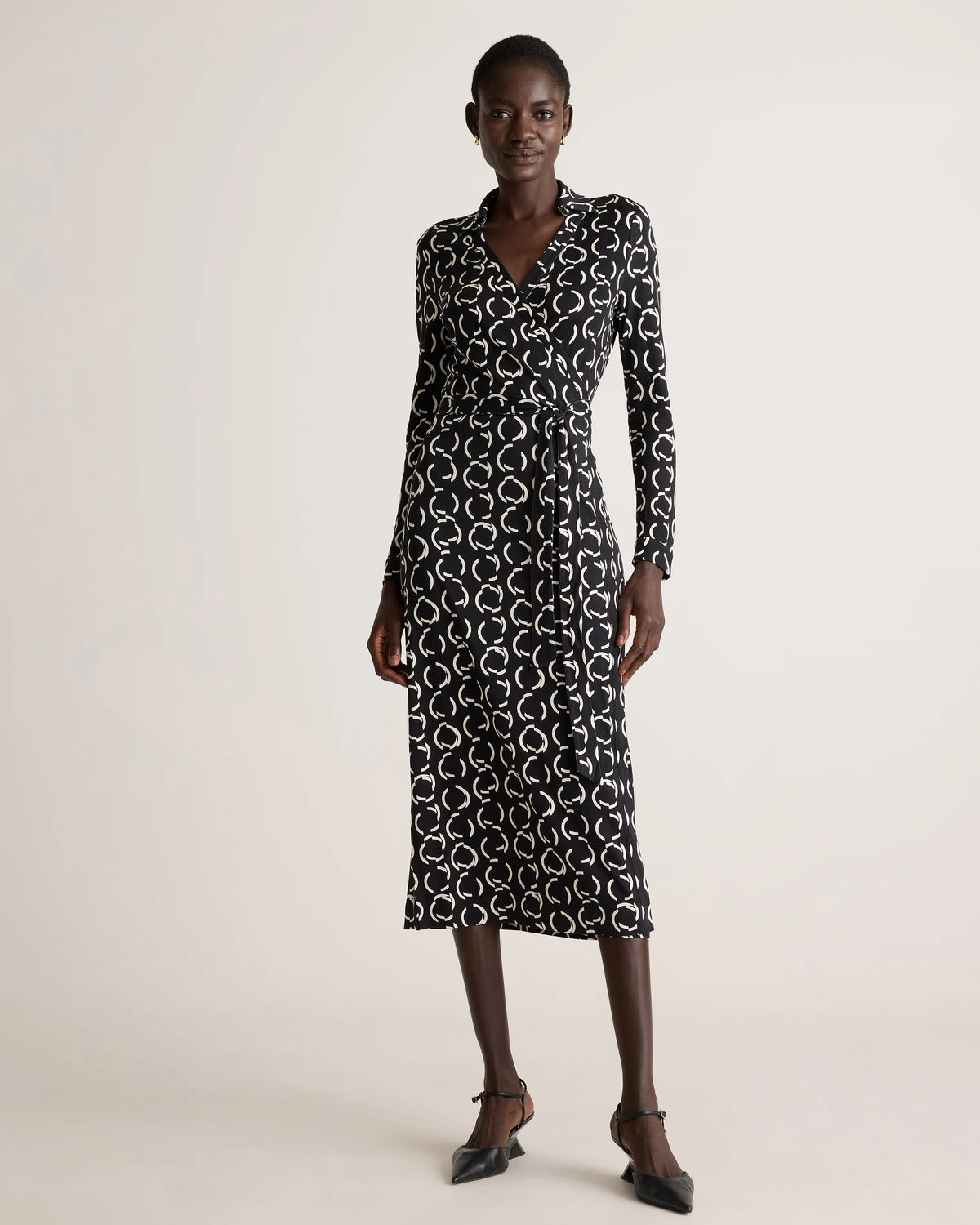 100% Silk Jersey Midi Wrap Dress - XS / Crimson Prism