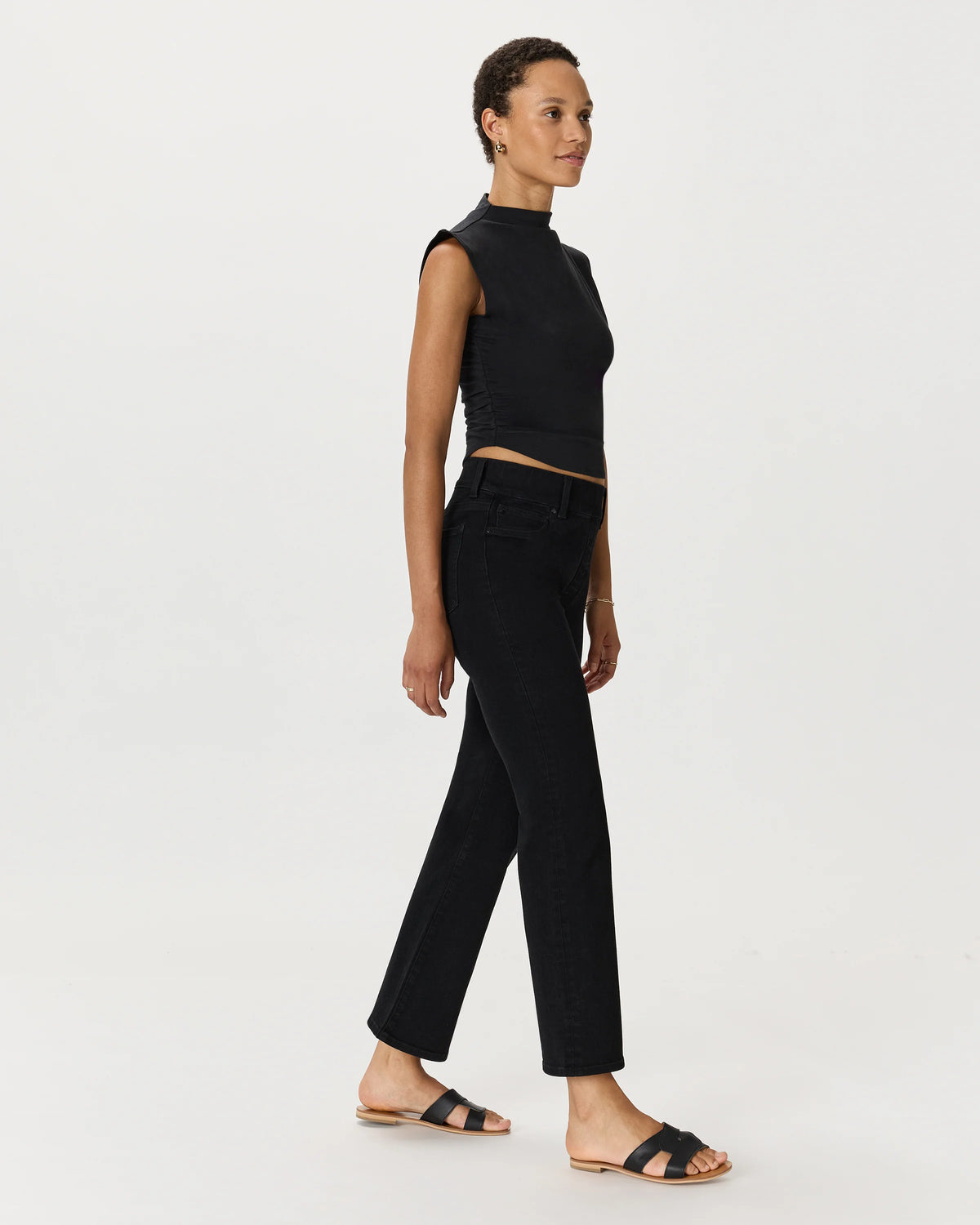 Nina Stretch Pull-On Kick Flare Jeans - XS / Raven Black