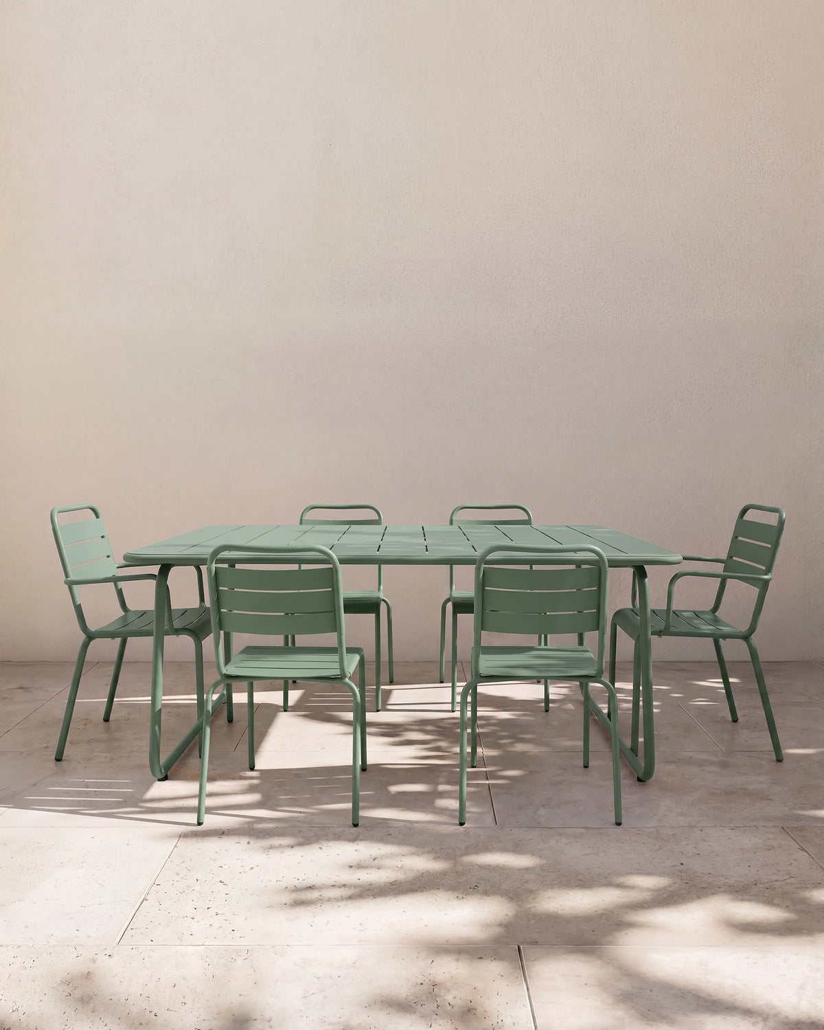 Powder-Coated Aluminum Outdoor Dining Set - One Size / Sage Green