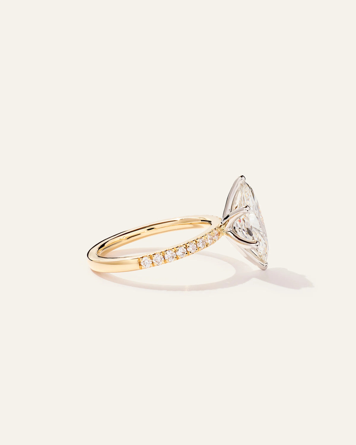 Lab Grown Diamond Marquise Petite Pave Engagement Ring - 2ct - 4 / Yellow Gold