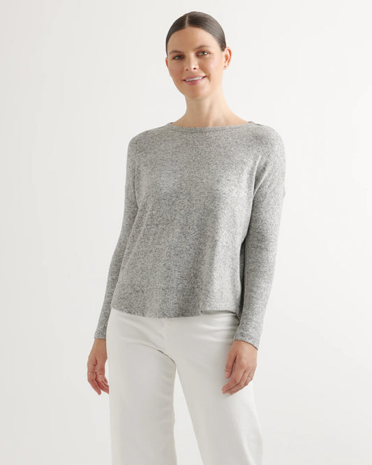 Brushed Long Sleeve Lounge Tee - XS / Heather Grey