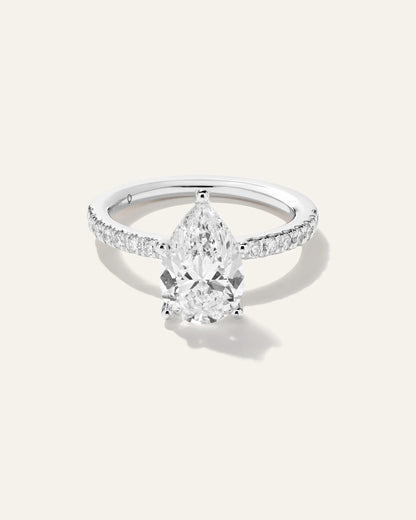Lab Grown Diamond Pear Petite Pave Engagement Ring - 2.5ct - 4 / Yellow Gold