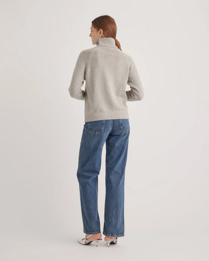 100% Yak Wool Turtleneck Sweater - XS / Heather Brown