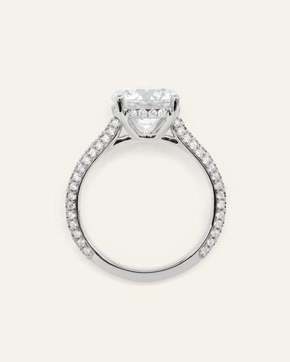 Lab Grown Diamond Round Pave Cathedral Engagement Ring - 3ct - 4 / Yellow Gold