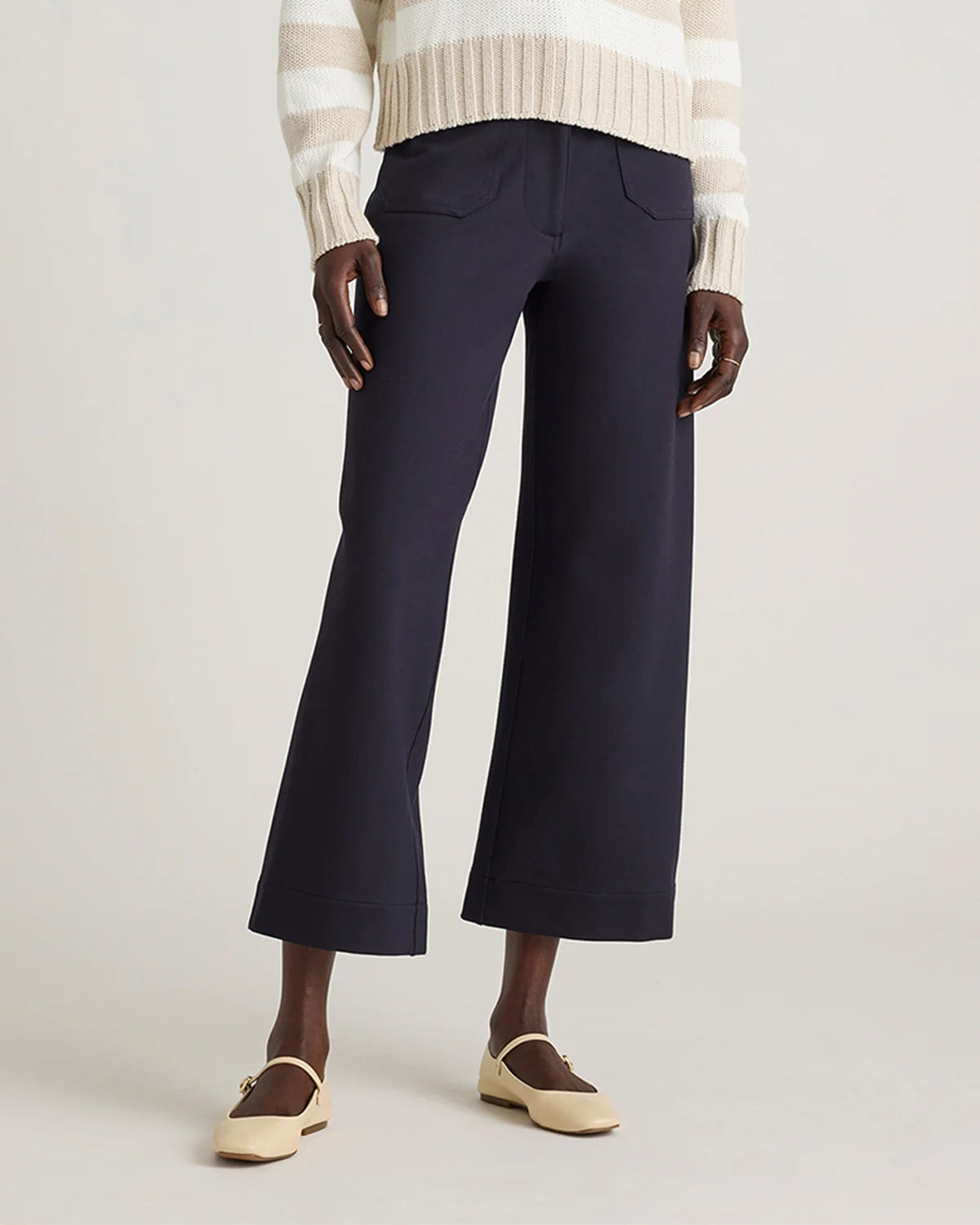 Ultra-Stretch Ponte Cropped Wide Leg Pants - 0 / Espresso