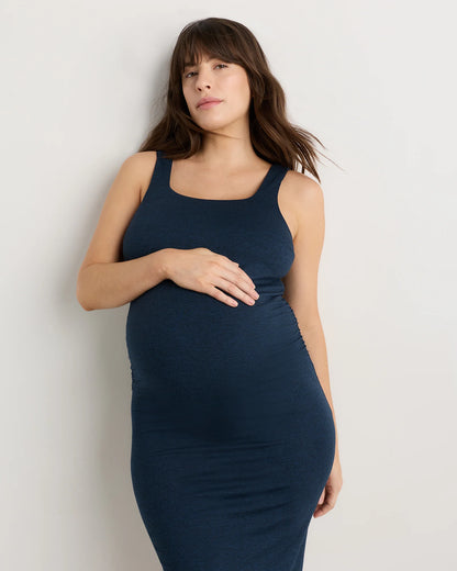 Ultra-Soft Maternity Midi Dress - XS / Heather Black