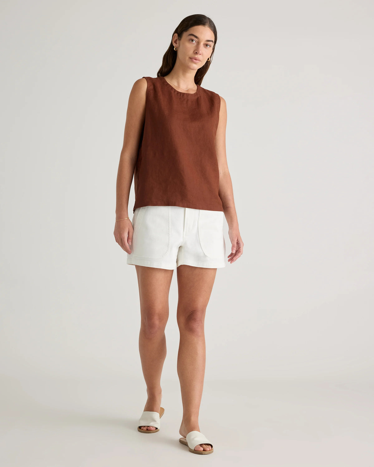 Organic Stretch Cotton Twill Utility Shorts - 0 / Ivory