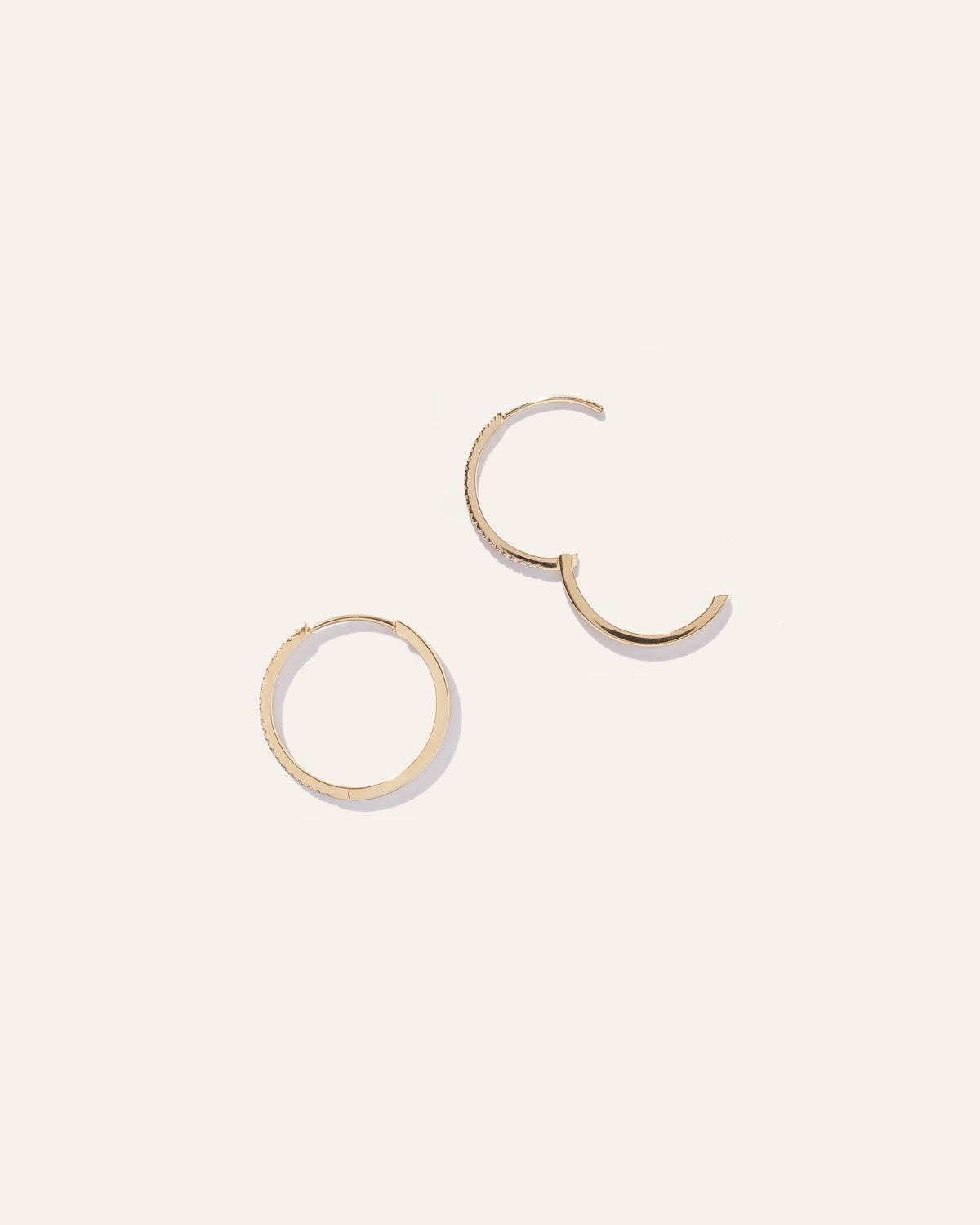 14K Gold Diamond Pave Hoops - One Size / Yellow Gold