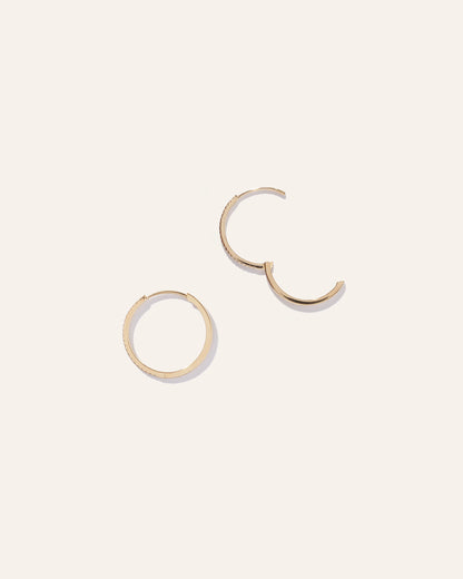 14K Gold Diamond Pave Hoops - One Size / Yellow Gold