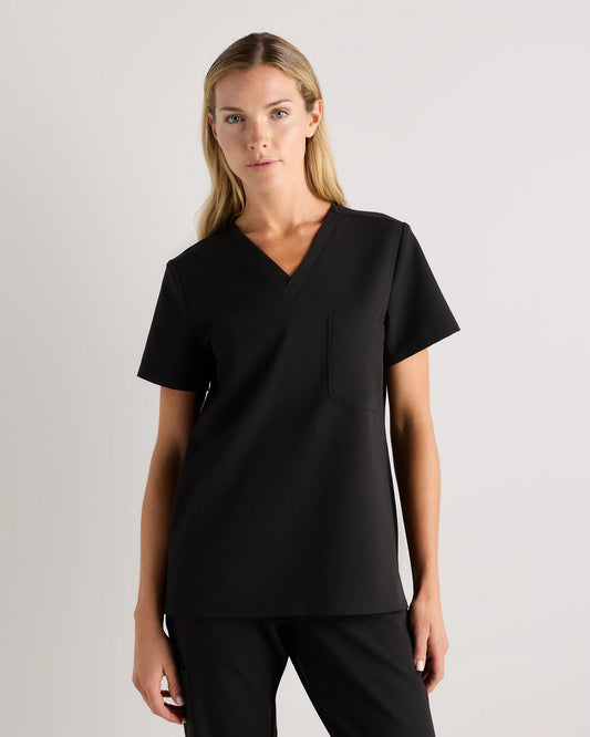 AeraFlex 1-Pocket Scrub Top - XS / Bold Black