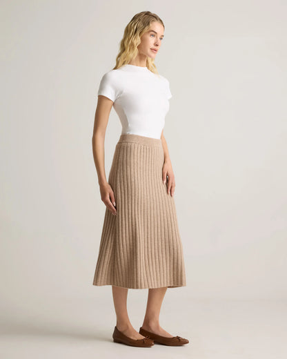 Mongolian Cashmere Midi Skirt - XS / Brown