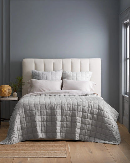 European Linen Box Quilted Euro Sham - Euro / Navy