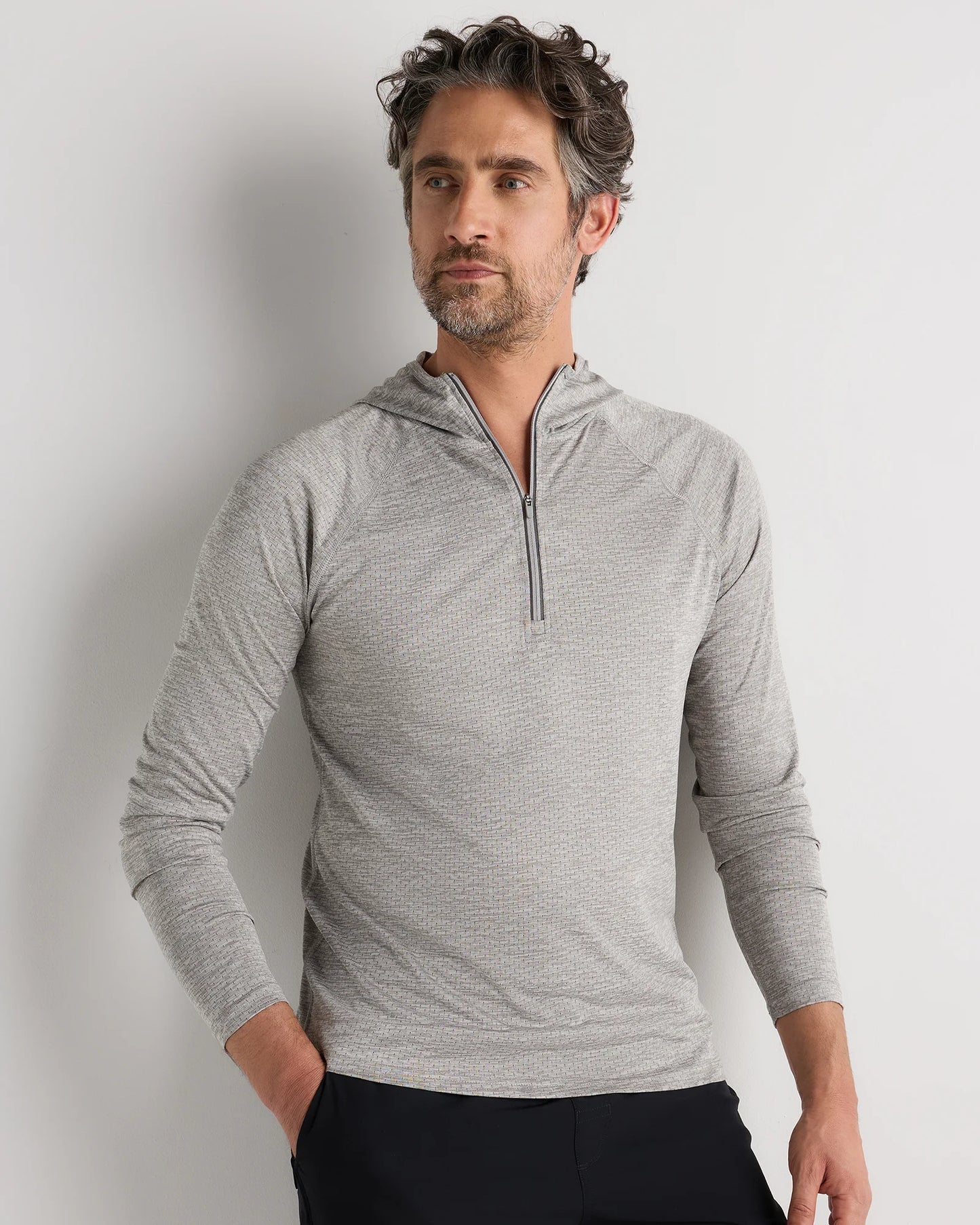 Mesh Performance Training Quarter Zip Hoodie - S / Heather Grey