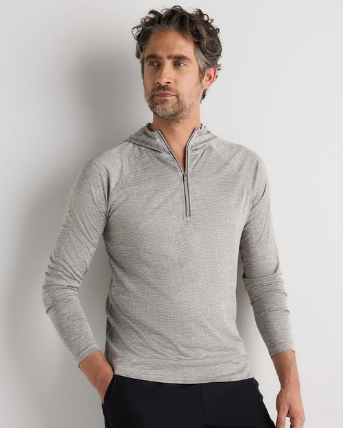 Mesh Performance Training Quarter Zip Hoodie - S / Heather Grey