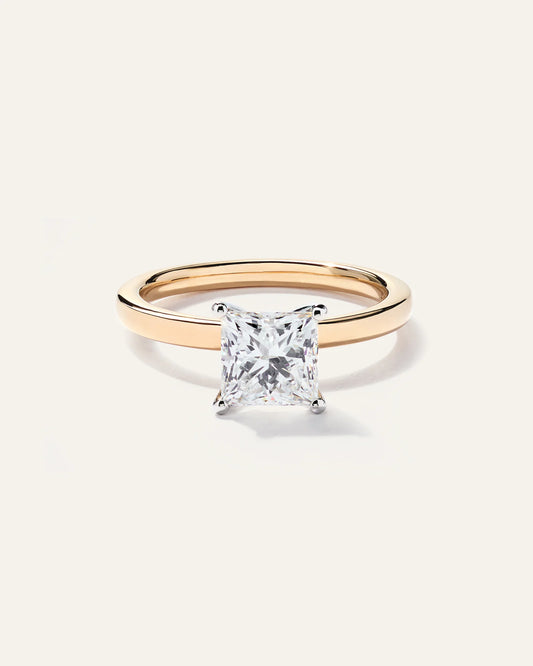 Lab Grown Diamond Princess Comfort Fit Engagement Ring - 1.5ct - 4 / Yellow Gold