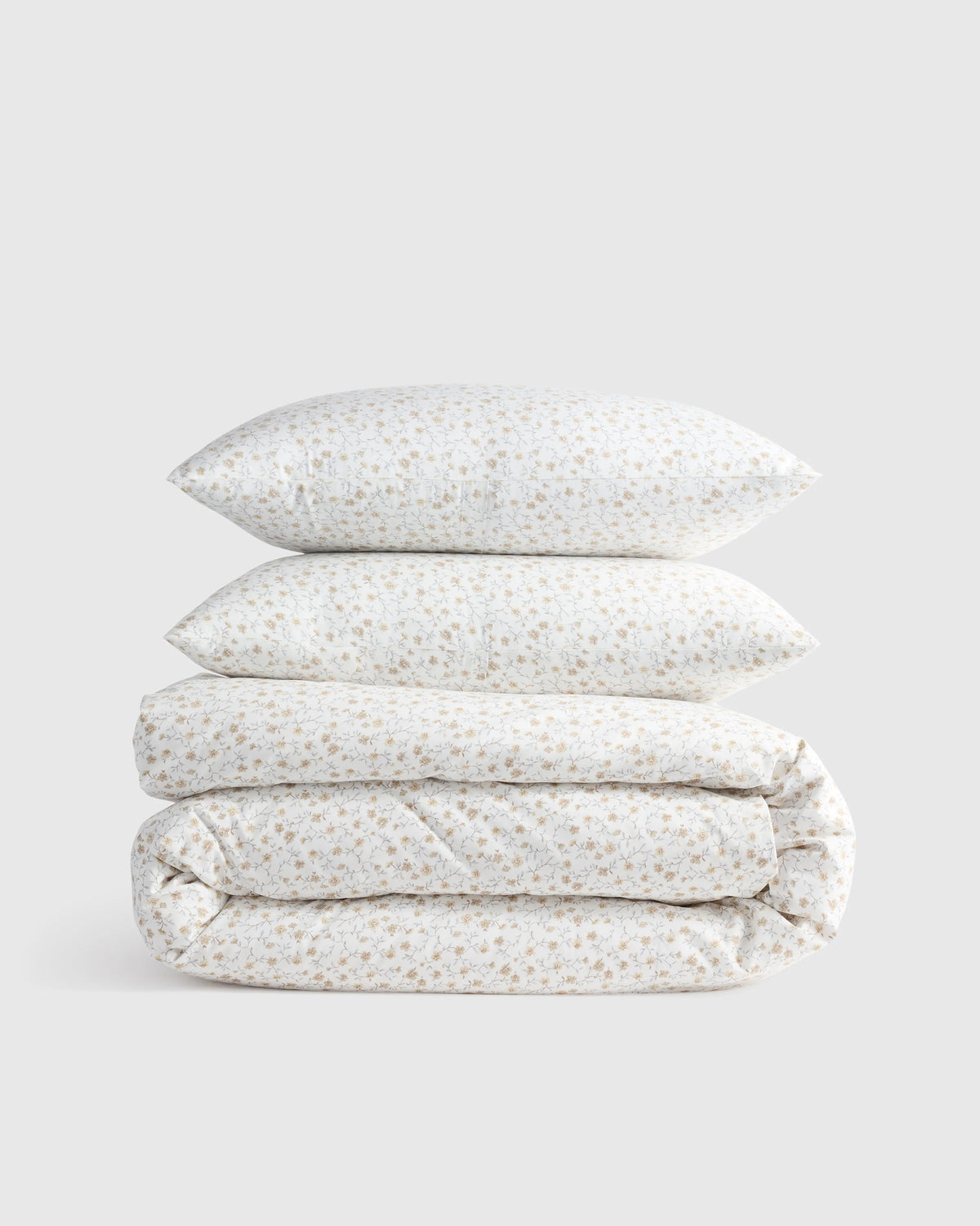 Organic Crisp Percale Floral Duvet Cover Set - Twin / Toffee Florette