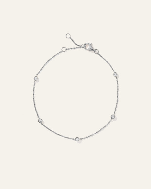14K Gold Diamond Bezel Station Bracelet - One Size / White Gold