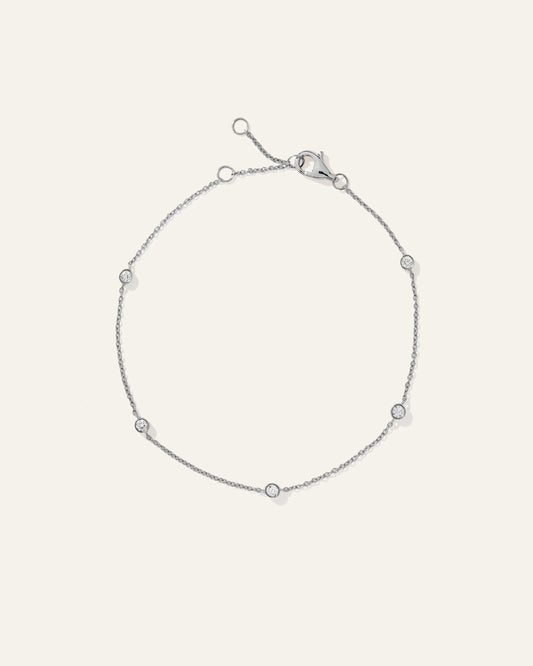 14K Gold Diamond Bezel Station Bracelet - One Size / White Gold