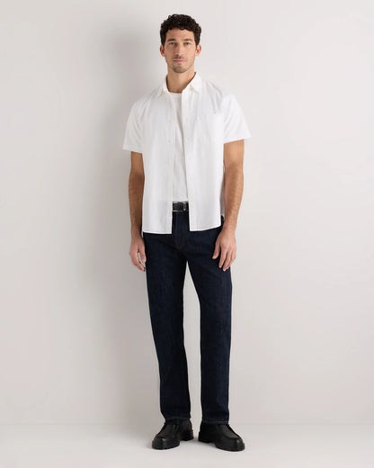 100% Organic Cotton Seersucker Short Sleeve Shirt - S / White