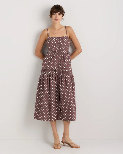 100% Organic Cotton Poplin Spaghetti Strap Maxi Dress - XS / Light Blue Stripe