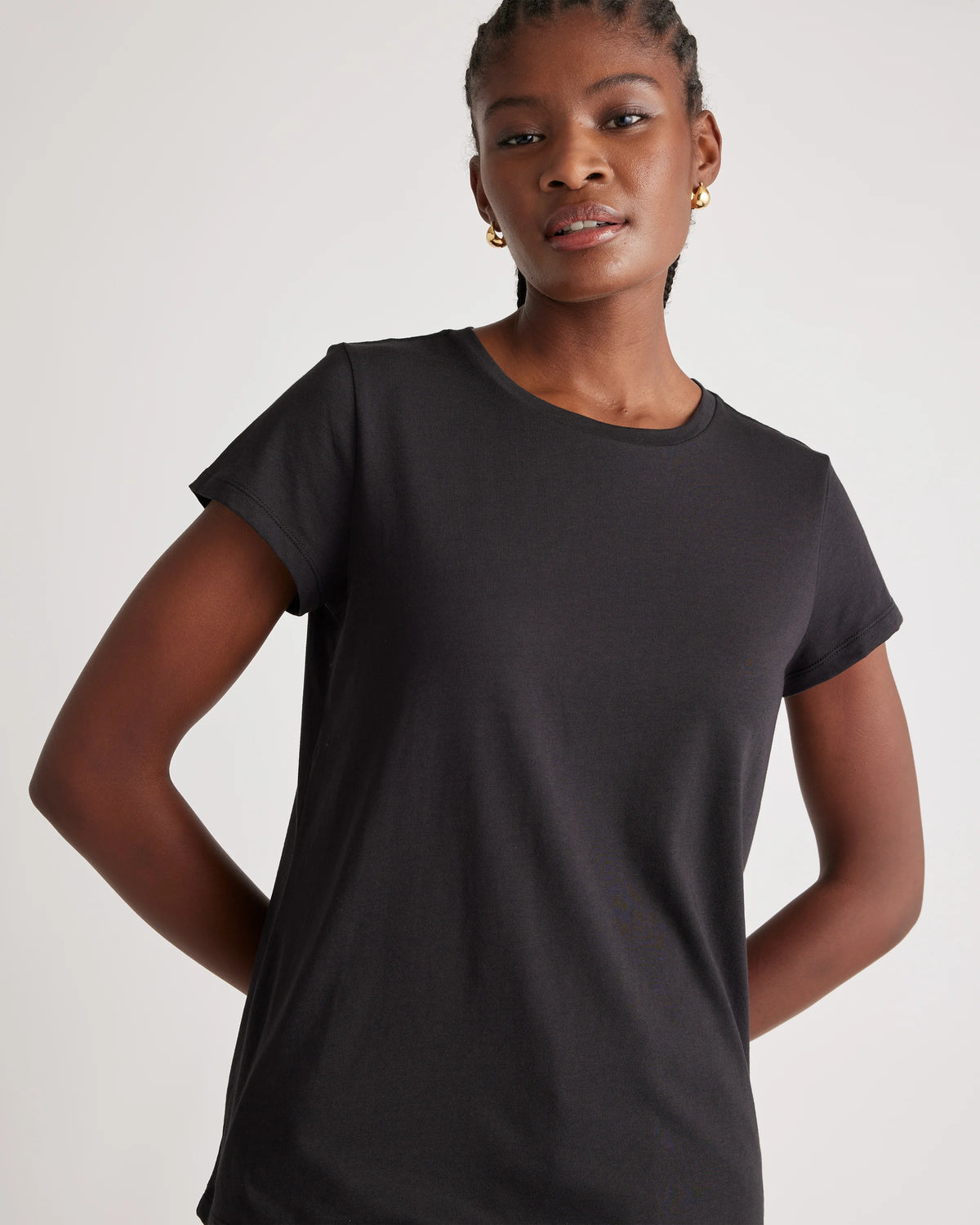 Cotton Modal Crew Neck Swing Tee - XS / White