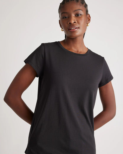 Cotton Modal Crew Neck Swing Tee - XS / White