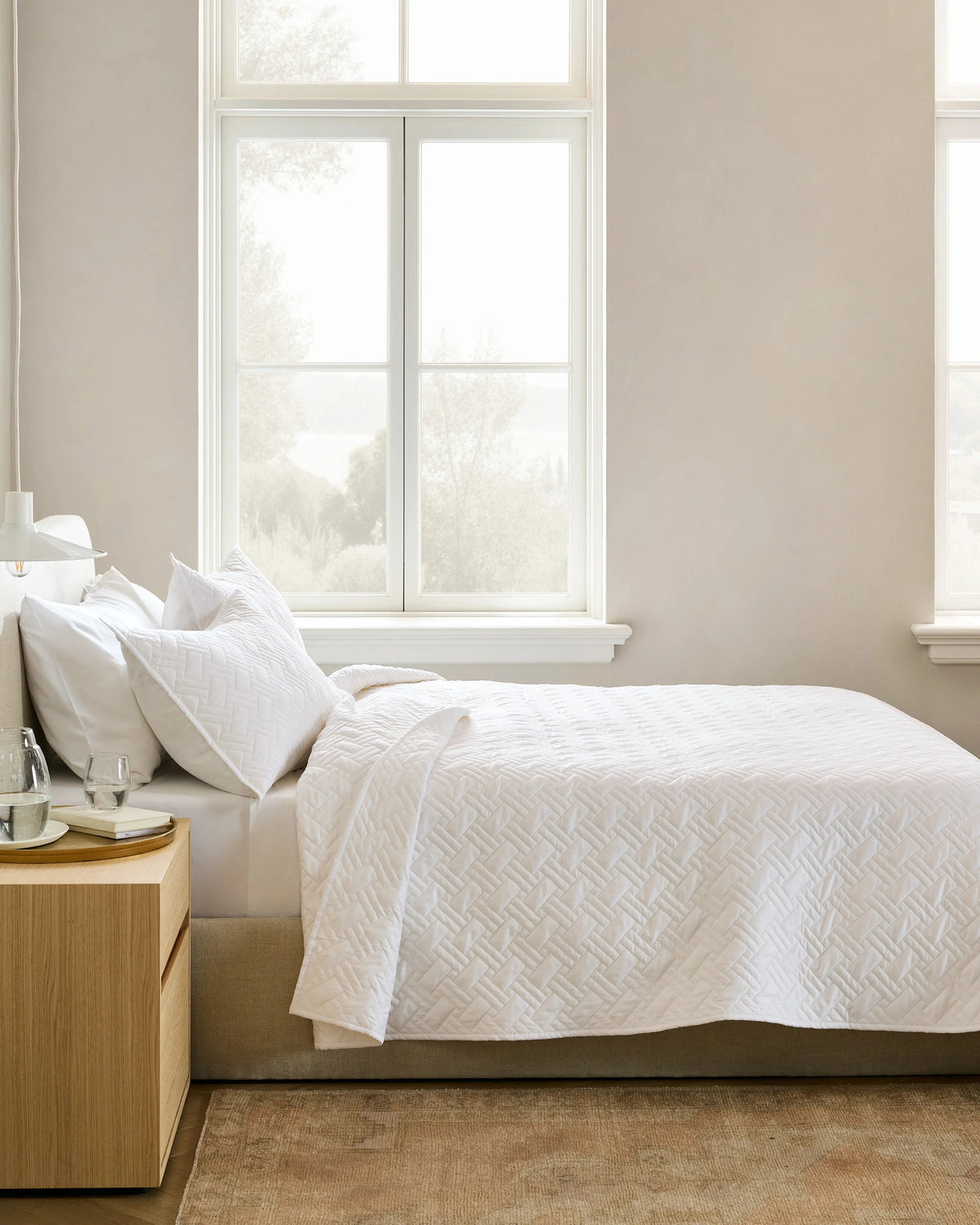 Organic Cotton Basketweave Quilt Set - Twin / Mineral