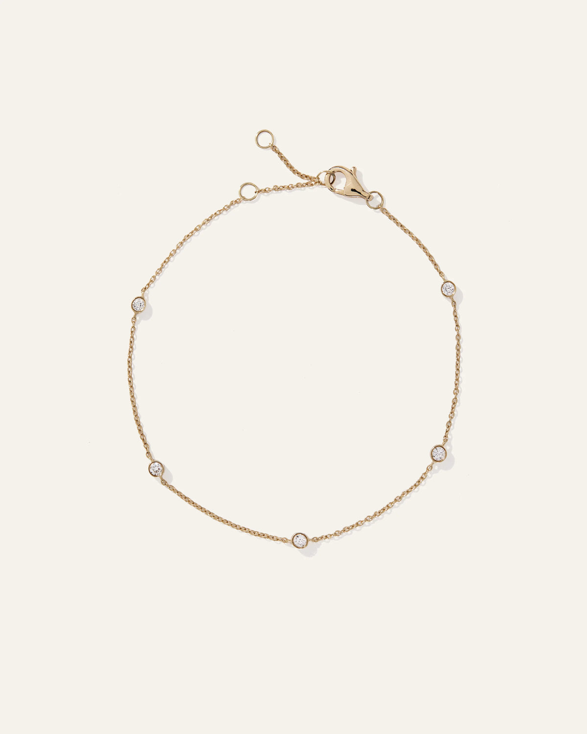 14K Gold Diamond Bezel Station Bracelet - One Size / White Gold