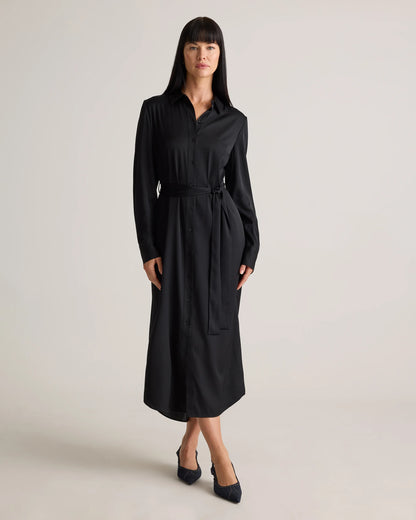 Washable Stretch Silk Maxi Shirt Dress - XS / Moonstone Blue