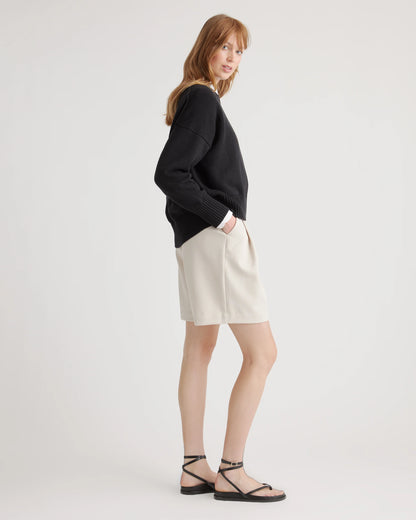 100% Organic Cotton Boyfriend Crew Sweater - XS / Speckled Beige