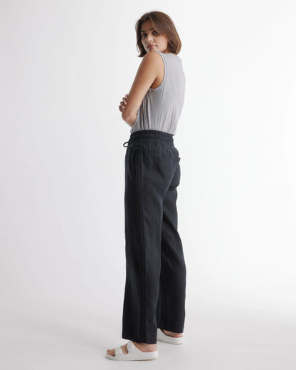 100% European Linen Wide Leg Pants - XS / Flax