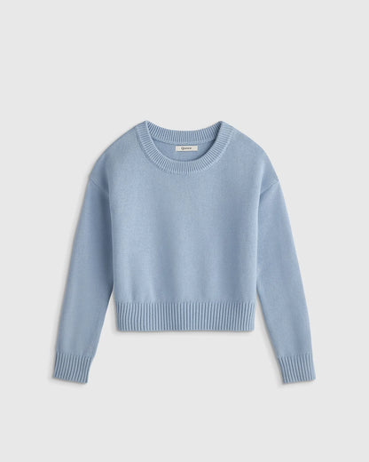 100% Organic Cotton Crewneck Sweater - 2T / Navy/White