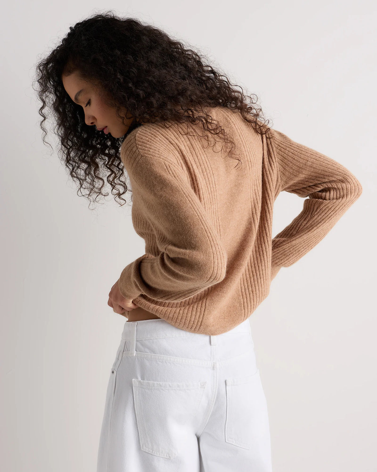 Lightweight Baby Alpaca Ribbed Crewneck - XS / Smoked Charcoal