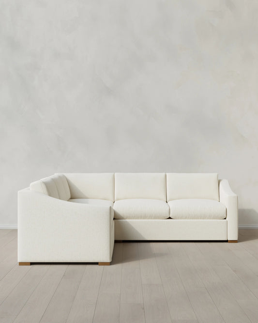 Hollis Slope Arm L Sectional in Performance Chenille Linen Blend - 110x110 / Snow