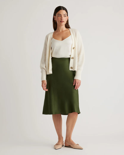 100% Washable Silk Skirt - XS / Champagne