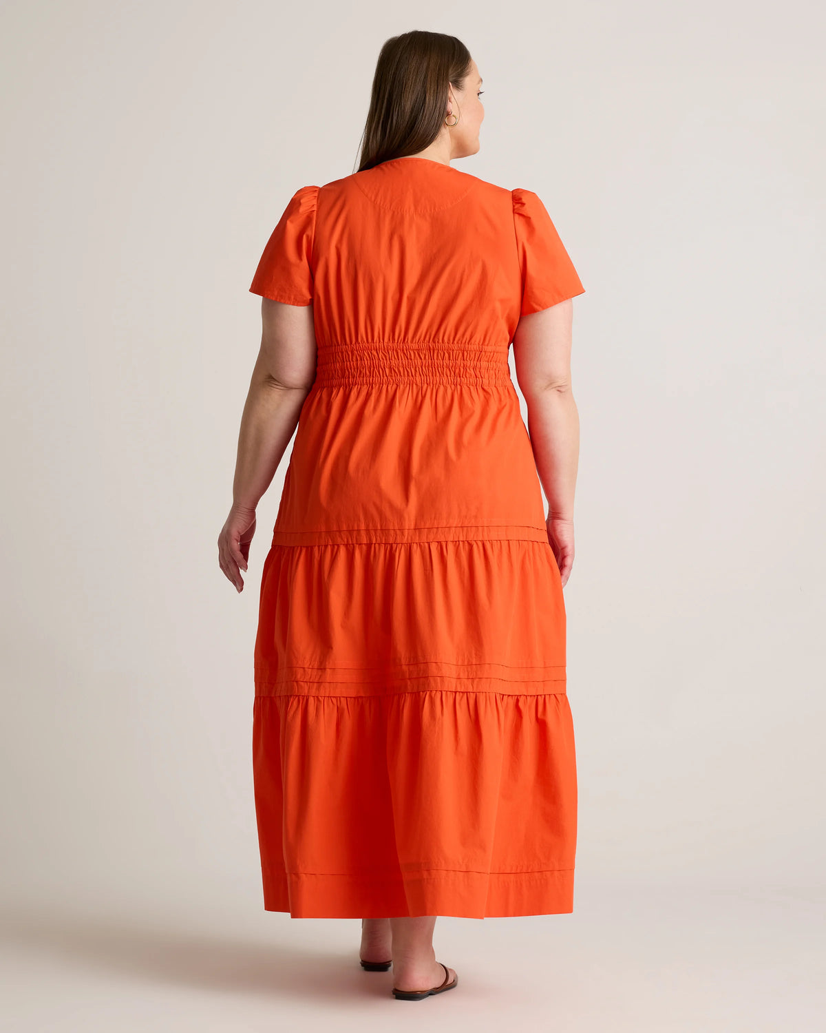 100% Organic Cotton Poplin Tiered Maxi Dress - 1X / Ocean Green